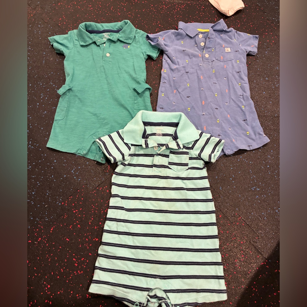 3 baby boy polo rompers 18 months